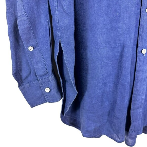 Polo Ralph Lauren Blue Linen Casual Button-Down Long sleeve Shirt Size 12 - Picture 6 of 13